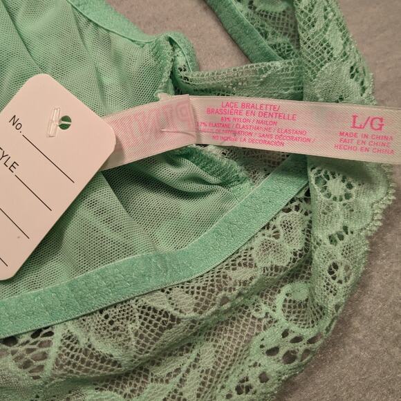 Victoria's Secret Pink Bralette Women's Large Mint Green Lace Boho EUC - Picture 7 of 9